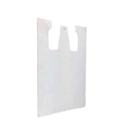 Mikroténová taška, nosnosť 10 kg, dĺžka 53 cm, šírka 30 cm, záložka 15 cm, biela, 100 ks