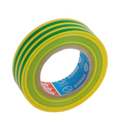 Elektroizolačná páska Tesa, šírka 15 mm, návin 10 m, žlto-zelená