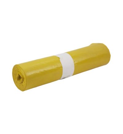 Vrece na odpadky LDPE, hrúbka 60 µm, objem 120 l, dĺžka 110 cm, šírka 70 cm, žltý, 25 ks