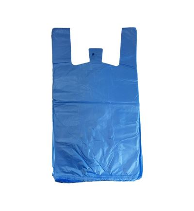 Mikroténová taška, nosnosť 15 kg, dĺžka 70 cm, šírka 36 cm, záložka 20 cm, modrá, 100 ks