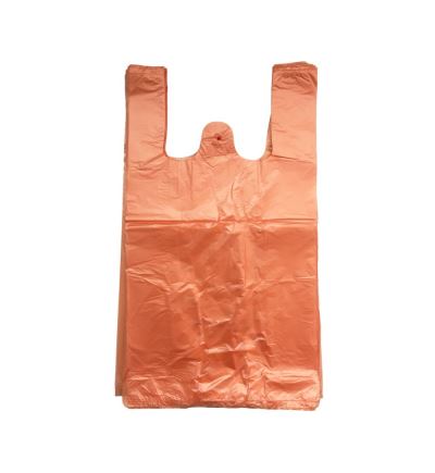 Mikroténová taška, extra silná, nosnosť 4 kg, dĺžka 47 cm, šírka 25 cm, záložka 12 cm, oranžová, 100 ks