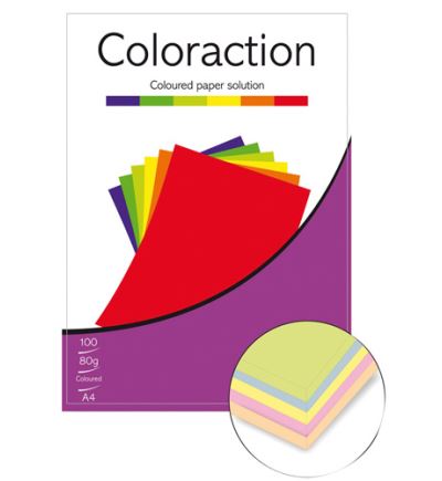 Farebný xerografický papier Coloraction, 80 g, A4, mix farieb - intenzívny 100 ks/bal.