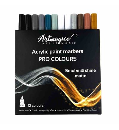 Akrylové popisovače Artmagico PRO LINE SMOKE and SHINE 0,7 mm, súprava 12 ks