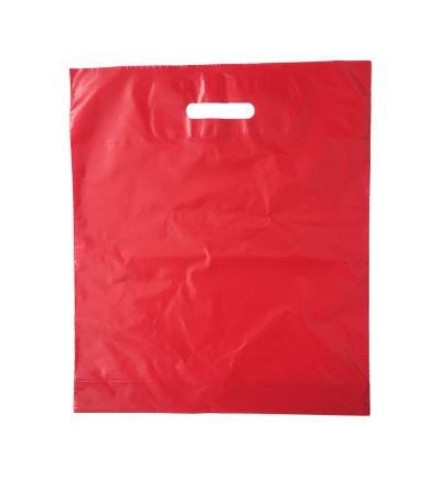 LDPE taška s prehmatom, dĺžka 45 cm, šírka 38 cm, záložka 5 cm, červená
