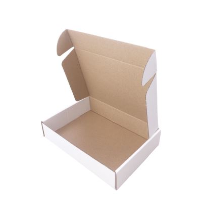 Poštová kartónová krabica, 3vrstvová, dĺžka 200 mm, šírka 150 mm, výška 45 mm, biela