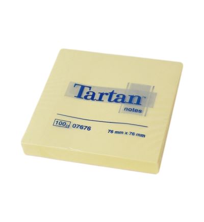 Samolepiace bloček Tartan, 76x76 mm, 100 listov, žltý
