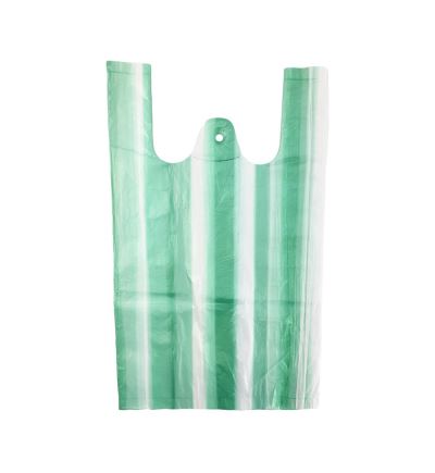 Mikroténová taška, nosnosť 4 kg, dĺžka 45 cm, šírka 25 cm, záložka 12 cm, zeleno-biela, 100 ks