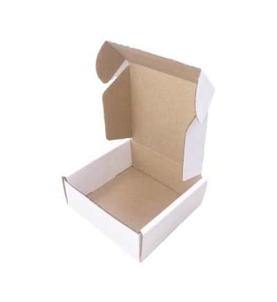 Poštová kartónová krabica, 3vrstvová, dĺžka 100 mm, šírka 100 mm, výška 40 mm, biela