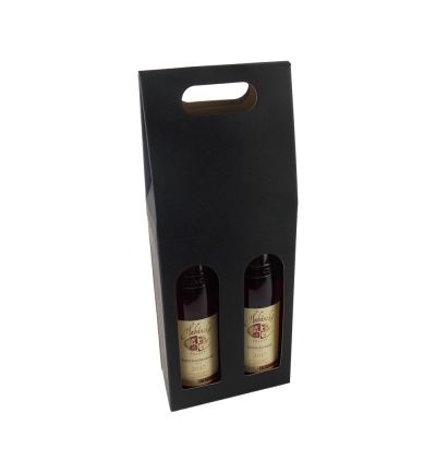 Odnosná kartónová krabica na víno s priehľadom, VINKY 2 čierna