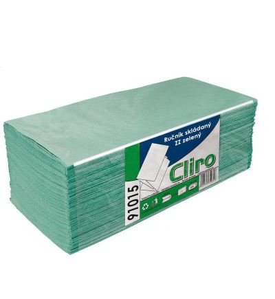 Papierové uteráky Cliro, 1vrstvové, Zigzag, skladané, zelené, 5000 ks