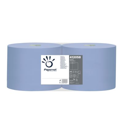 Priemyselné utierky Duomini blue na rolke, 2vrstvové, šírka 21,5 cm, návin 360 m, modré, 2 ks
