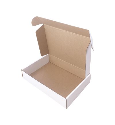 Poštová kartónová krabica, 3vrstvová, dĺžka 235 mm, šírka 185 mm, výška 46 mm, biela