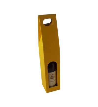 Odnosná kartónová krabica na víno s priehľadom, VINKY 1 žltá