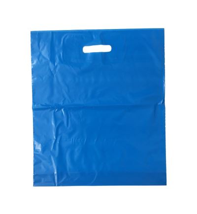 LDPE taška s prehmatom, dĺžka 45 cm, šírka 38 cm, záložka 5 cm, modrá