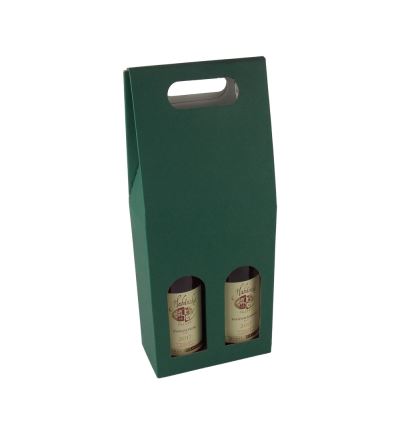 Odnosná kartónová krabica na víno s priehľadom, VINKY 2, zelená