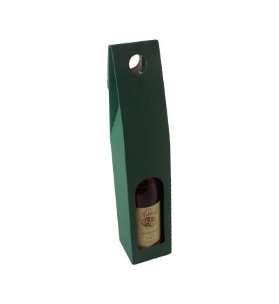 Odnosná kartónová krabica na víno s priehľadom, VINKY 1, zelená