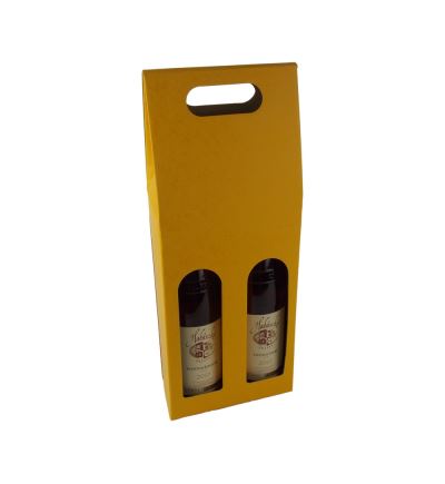 Odnosná kartónová krabica na víno s priehľadom, VINKY 2 žltá