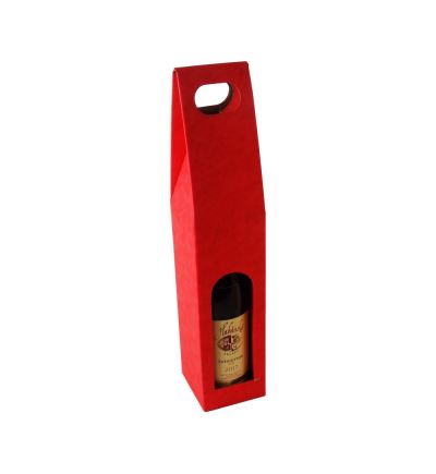 Odnosná kartónová krabica na víno s priehľadom, VINKY 1 červená
